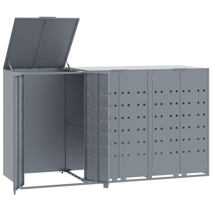 Depozitare coș gunoi cu roți 3 coșuri gri 207x79x117 cm oțel - WALTI WALTI