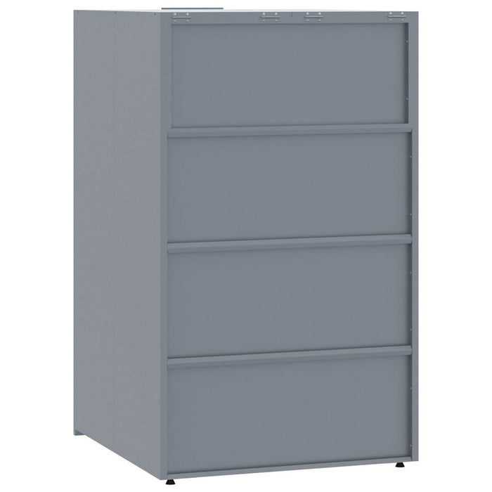Depozitare coș gunoi cu roți 3 coșuri gri 207x79x117 cm oțel - WALTI WALTI