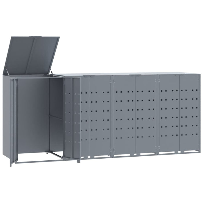 Depozitare coș gunoi cu roți 4 coșuri gri 276x79x117 cm oțel - WALTI WALTI