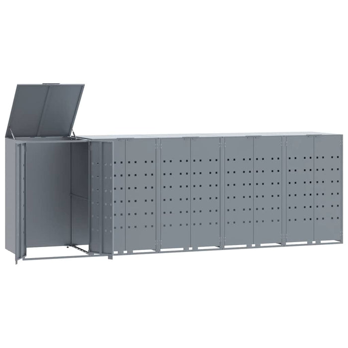 Depozitare coș gunoi cu roți 5 coșuri gri 345x79x117 cm oțel - WALTI WALTI