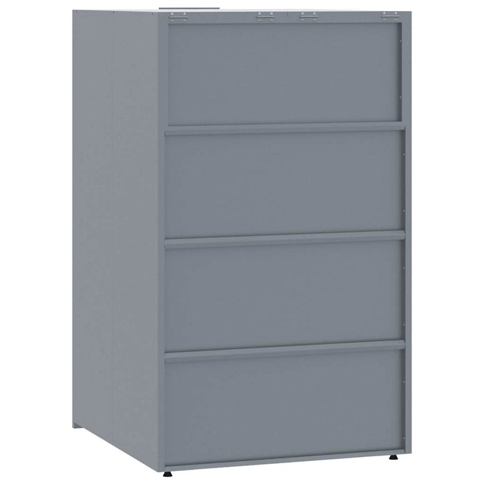 Depozitare coș gunoi cu roți 5 coșuri gri 345x79x117 cm oțel - WALTI WALTI