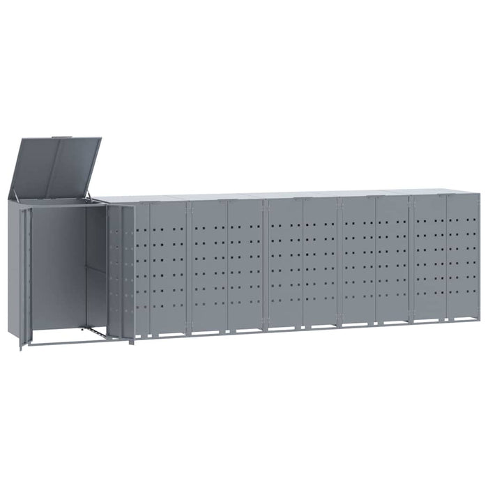 Depozitare coș gunoi cu roți 6 coșuri gri 414x79x117 cm oțel - WALTI WALTI