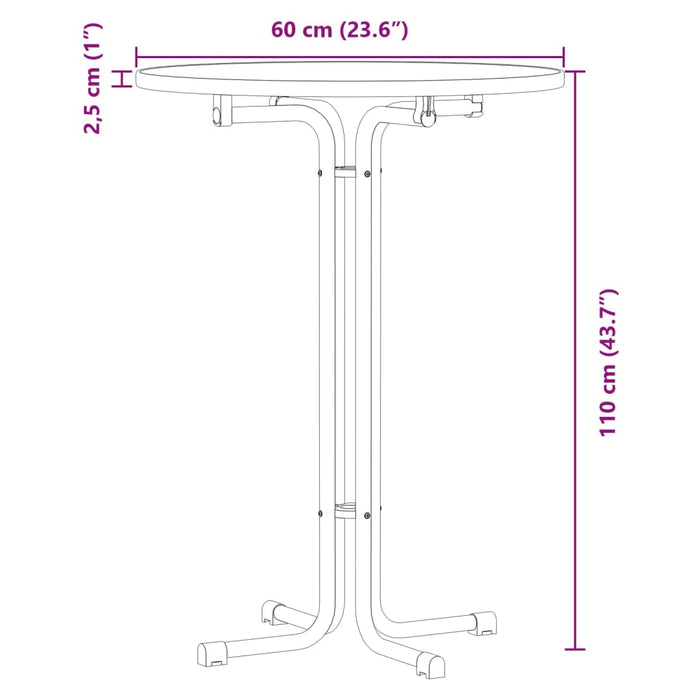 Masă de bar, alb, Ø60x110 cm, lemn prelucrat și oțel WALTI