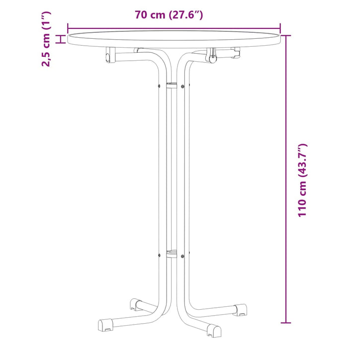 Masă de bar, negru, Ø70x110 cm, lemn prelucrat și oțel WALTI