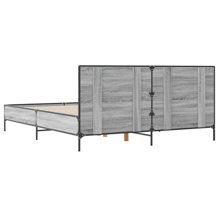 Cadru de pat, gri sonoma, 120x200 cm, lemn prelucrat și metal - WALTI WALTI
