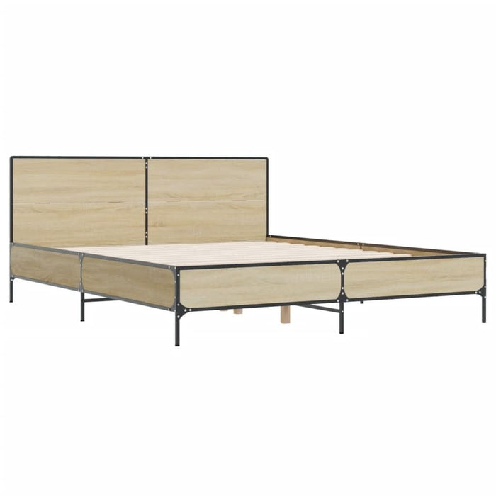 Cadru de pat, stejar sonoma, 140x200cm, lemn prelucrat și metal - WALTI WALTI