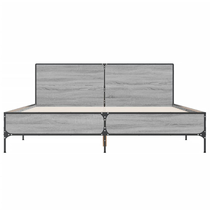 Cadru de pat, gri sonoma, 140x200 cm, lemn prelucrat și metal - WALTI WALTI