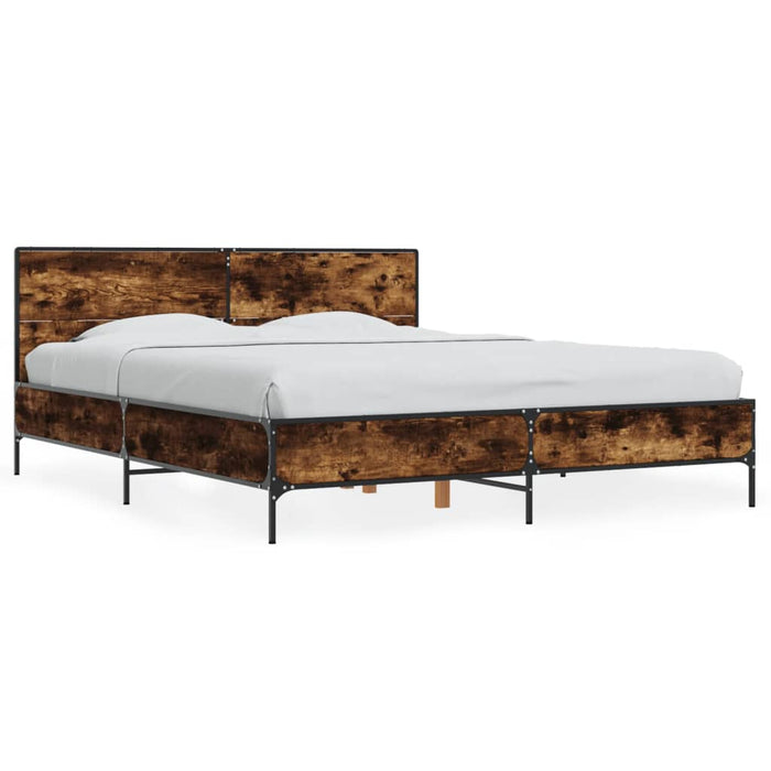 Cadru de pat, stejar fumuriu 150x200 cm lemn prelucrat și metal - WALTI WALTI