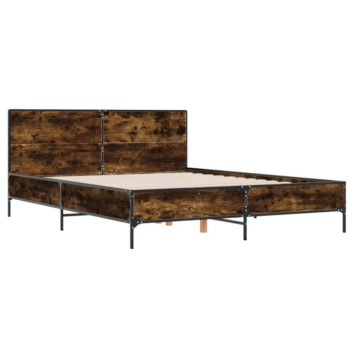 Cadru de pat, stejar fumuriu 150x200 cm lemn prelucrat și metal - WALTI WALTI