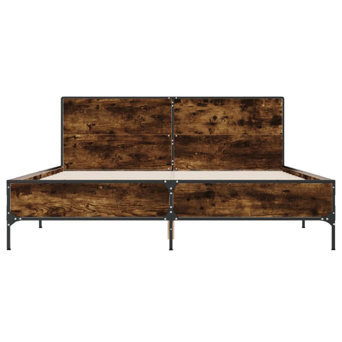 Cadru de pat, stejar fumuriu 150x200 cm lemn prelucrat și metal - WALTI WALTI