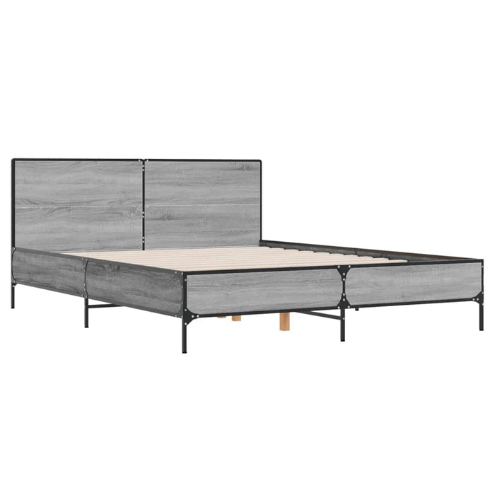 Cadru de pat, gri sonoma, 150x200 cm, lemn prelucrat și metal - WALTI WALTI