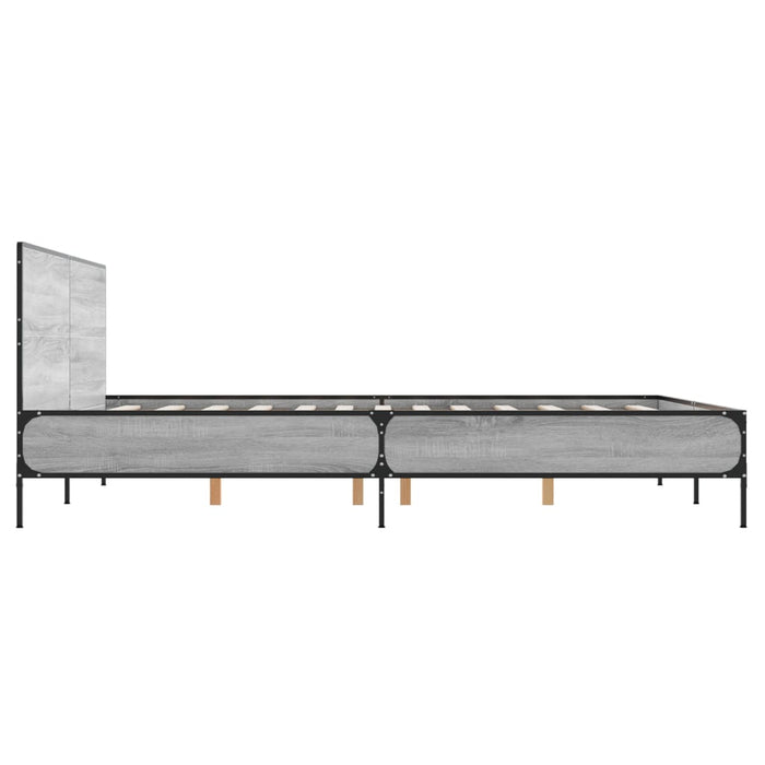 Cadru de pat, gri sonoma, 150x200 cm, lemn prelucrat și metal - WALTI WALTI