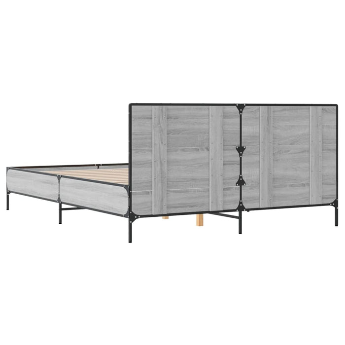 Cadru de pat, gri sonoma, 150x200 cm, lemn prelucrat și metal - WALTI WALTI