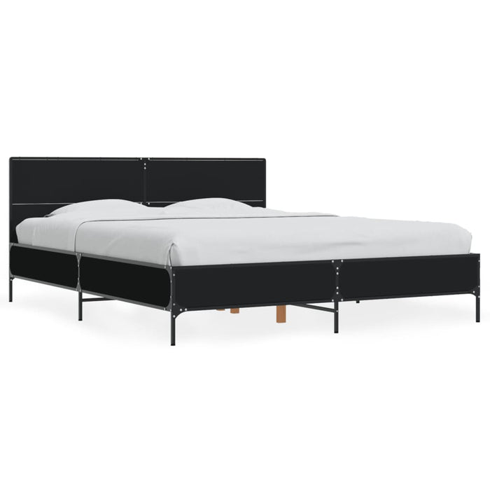 Cadru de pat, negru, 160x200 cm, lemn prelucrat și metal WALTI