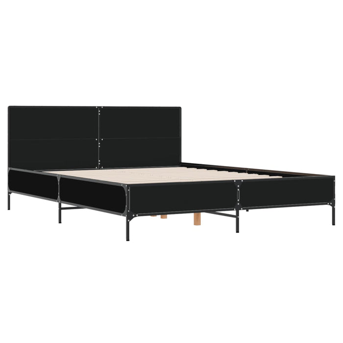 Cadru de pat, negru, 160x200 cm, lemn prelucrat și metal WALTI