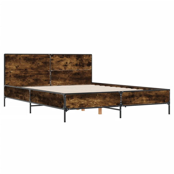 Cadru de pat, stejar fumuriu 160x200 cm lemn prelucrat și metal WALTI