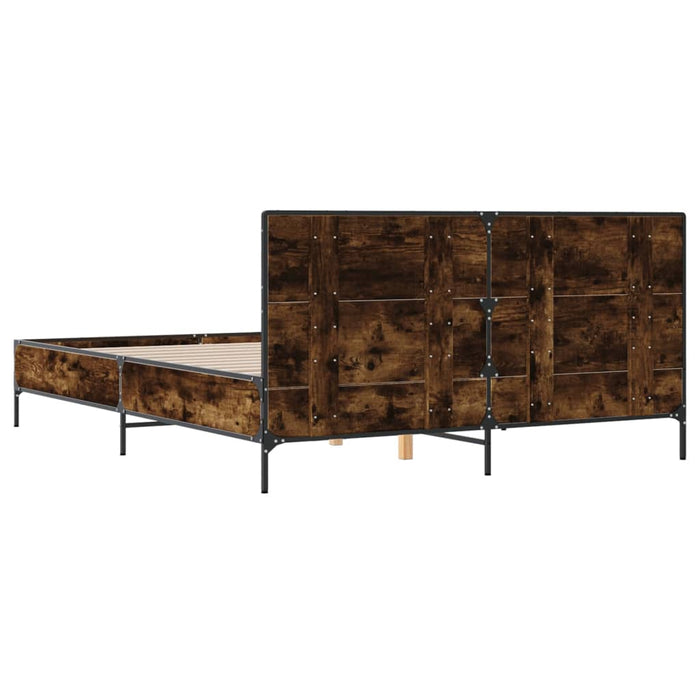 Cadru de pat, stejar fumuriu 160x200 cm lemn prelucrat și metal WALTI