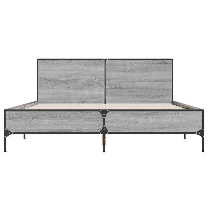 Cadru de pat, gri sonoma, 160x200 cm, lemn prelucrat și metal - WALTI WALTI