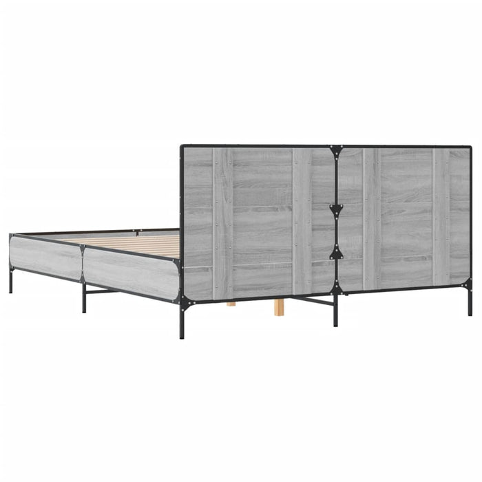 Cadru de pat, gri sonoma, 160x200 cm, lemn prelucrat și metal - WALTI WALTI