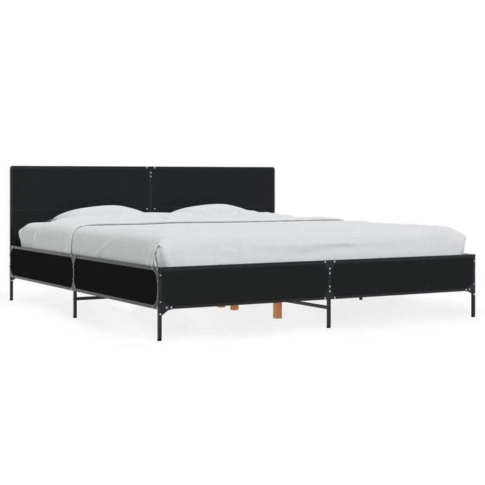Cadru de pat negru 180x200 cm din lemn prelucrat și metal WALTI