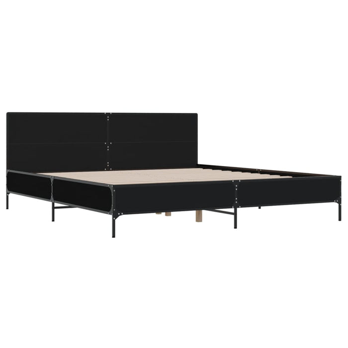 Cadru de pat negru 180x200 cm din lemn prelucrat și metal WALTI