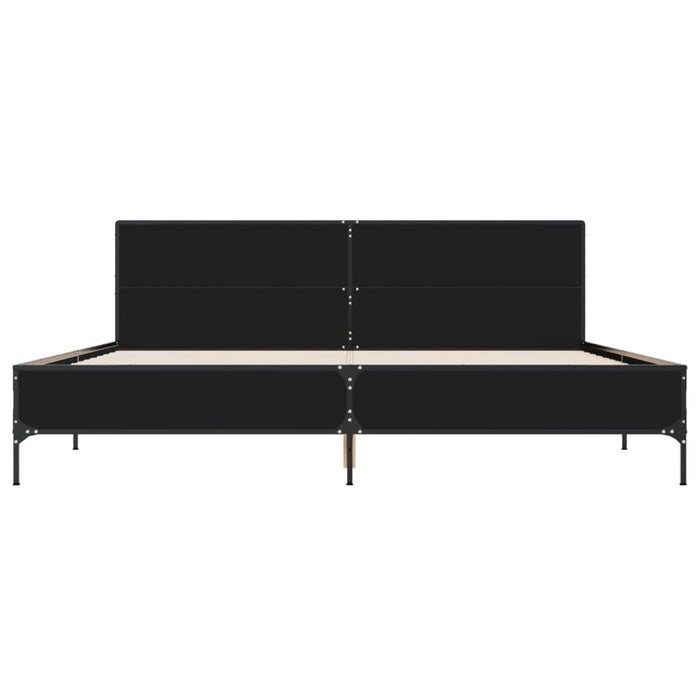 Cadru de pat negru 180x200 cm din lemn prelucrat și metal WALTI