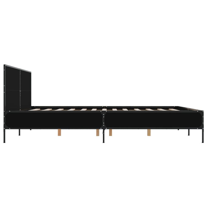Cadru de pat negru 180x200 cm din lemn prelucrat și metal WALTI