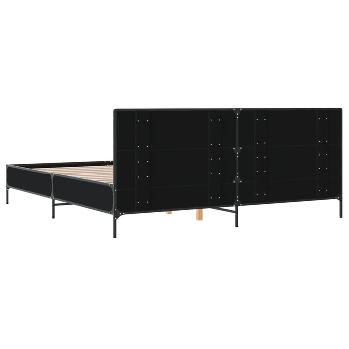 Cadru de pat negru 180x200 cm din lemn prelucrat și metal WALTI