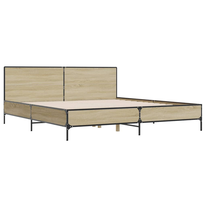 Cadru de pat, stejar sonoma, 180x200cm, lemn prelucrat și metal WALTI