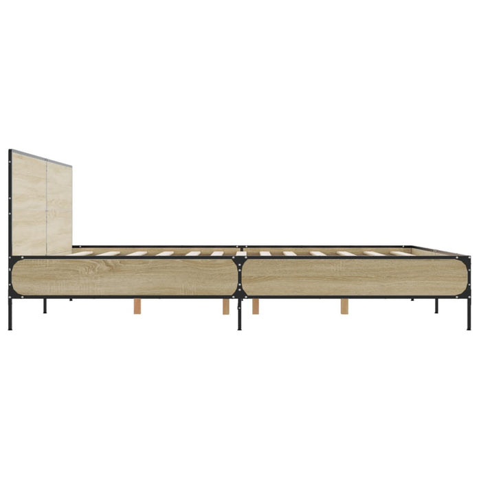 Cadru de pat, stejar sonoma, 180x200cm, lemn prelucrat și metal WALTI