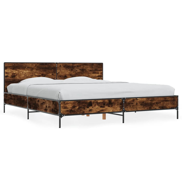 Cadru de pat, stejar fumuriu 180x200 cm lemn prelucrat și metal WALTI