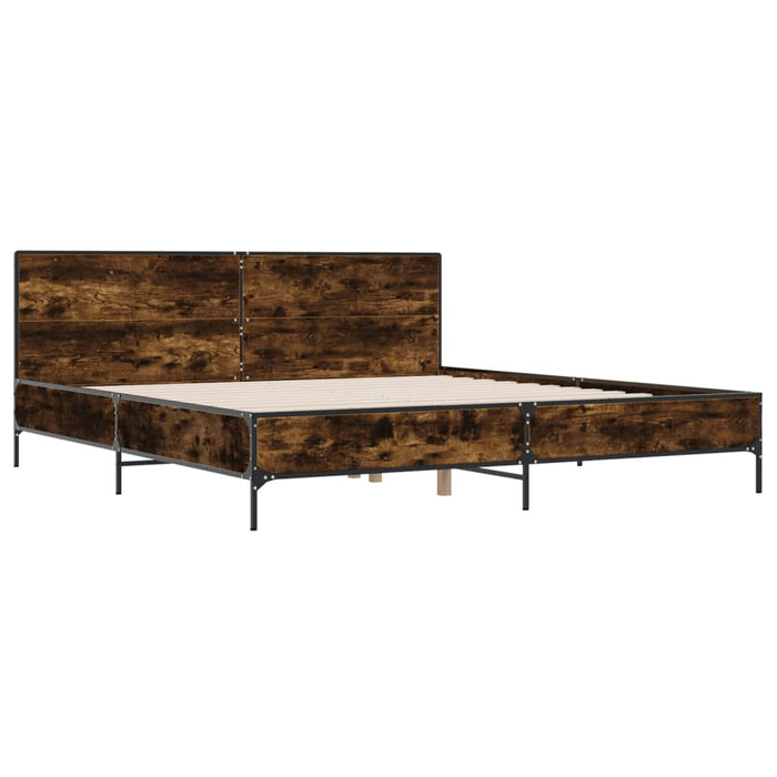 Cadru de pat, stejar fumuriu 180x200 cm lemn prelucrat și metal WALTI