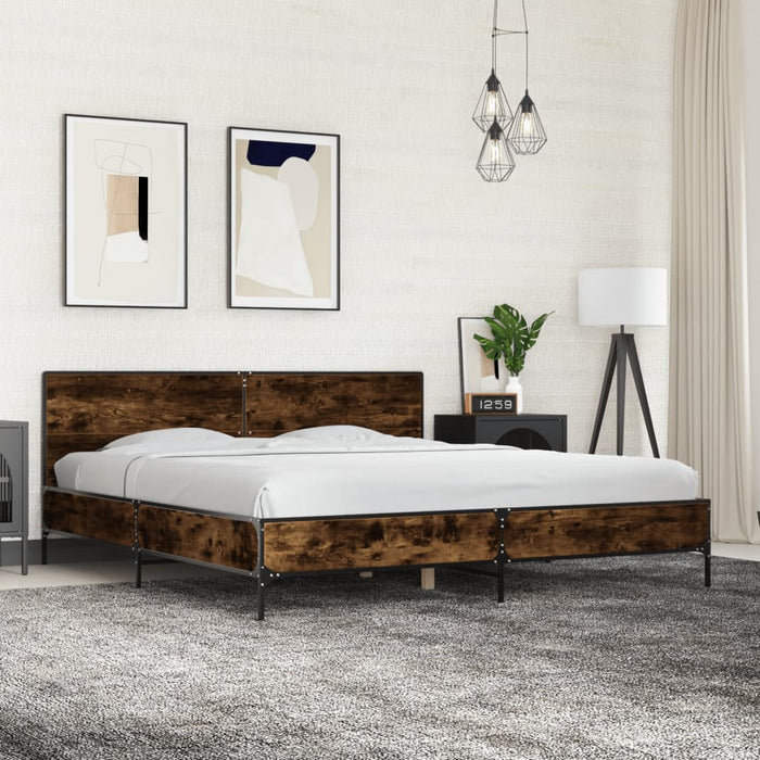 Cadru de pat, stejar fumuriu 180x200 cm lemn prelucrat și metal WALTI