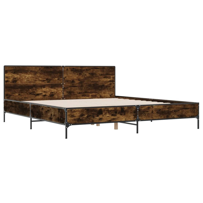 Cadru de pat, stejar fumuriu 200x200 cm lemn prelucrat și metal - WALTI WALTI