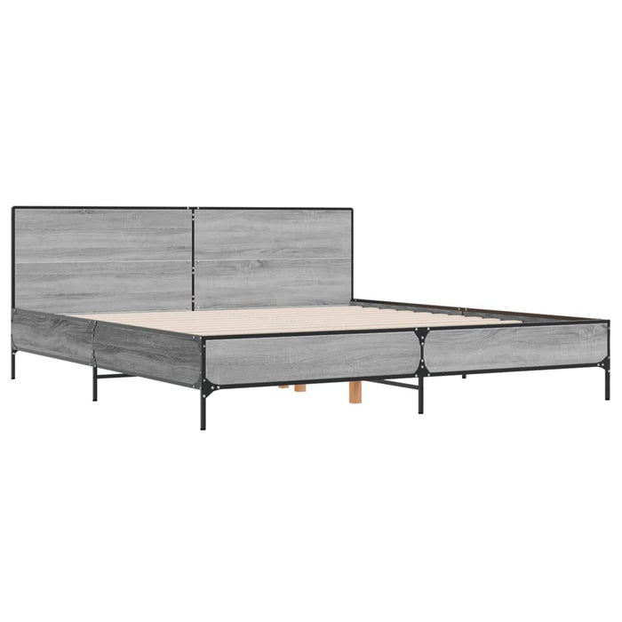 Cadru de pat, gri sonoma, 200x200 cm, lemn prelucrat și metal - WALTI WALTI