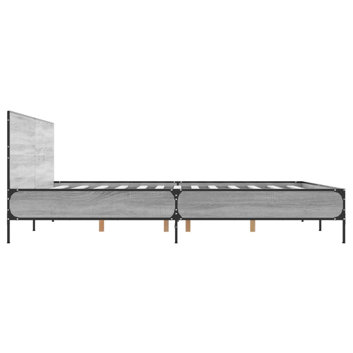 Cadru de pat, gri sonoma, 200x200 cm, lemn prelucrat și metal - WALTI WALTI