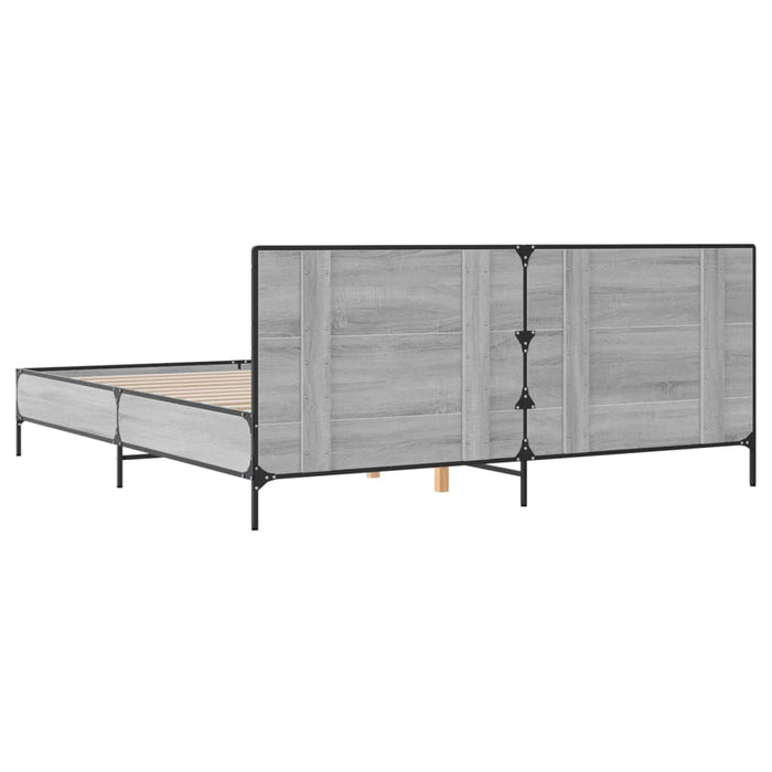 Cadru de pat, gri sonoma, 200x200 cm, lemn prelucrat și metal - WALTI WALTI