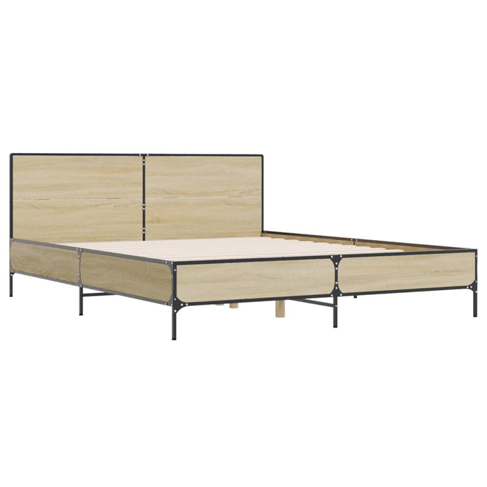 Cadru de pat, stejar sonoma, 120x190cm, lemn prelucrat și metal WALTI