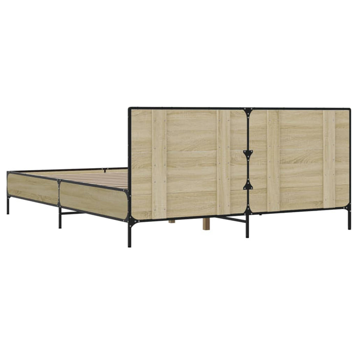 Cadru de pat, stejar sonoma, 120x190cm, lemn prelucrat și metal WALTI