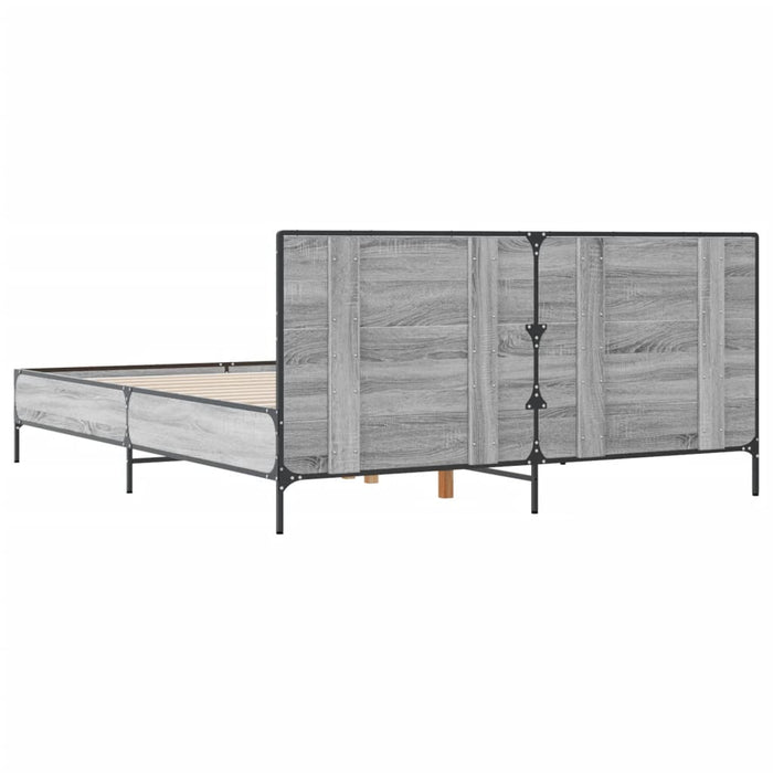 Cadru de pat, gri sonoma, 120x190 cm, lemn prelucrat și metal - WALTI WALTI