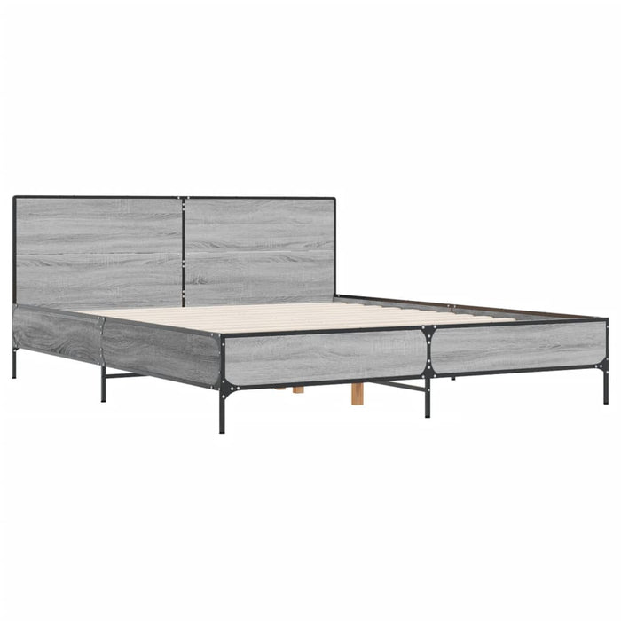 Cadru de pat, gri sonoma, 135x190 cm, lemn prelucrat și metal - WALTI WALTI