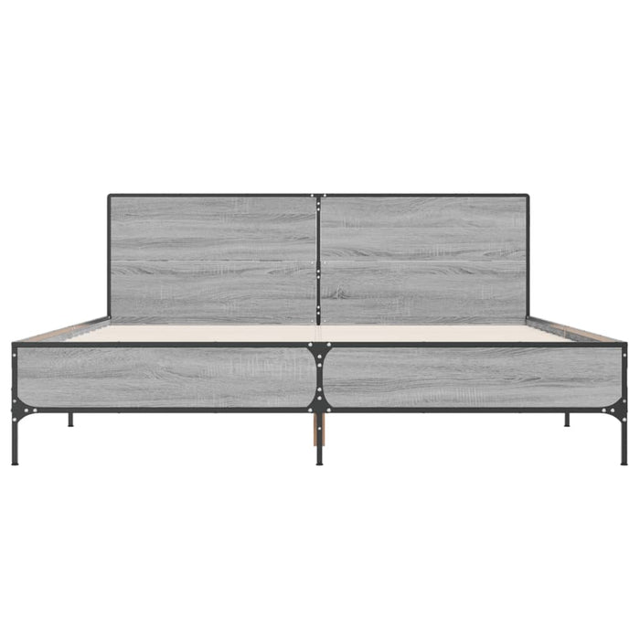 Cadru de pat, gri sonoma, 135x190 cm, lemn prelucrat și metal - WALTI WALTI
