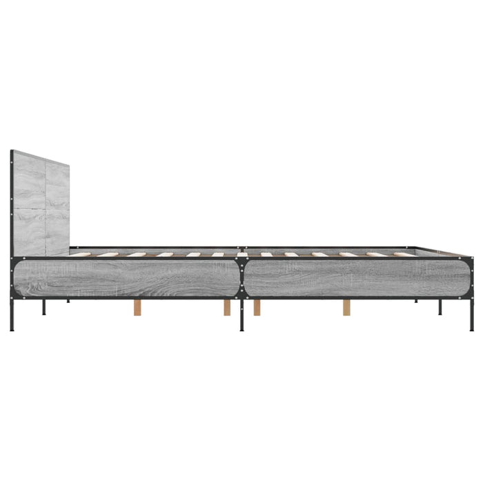 Cadru de pat, gri sonoma, 135x190 cm, lemn prelucrat și metal - WALTI WALTI