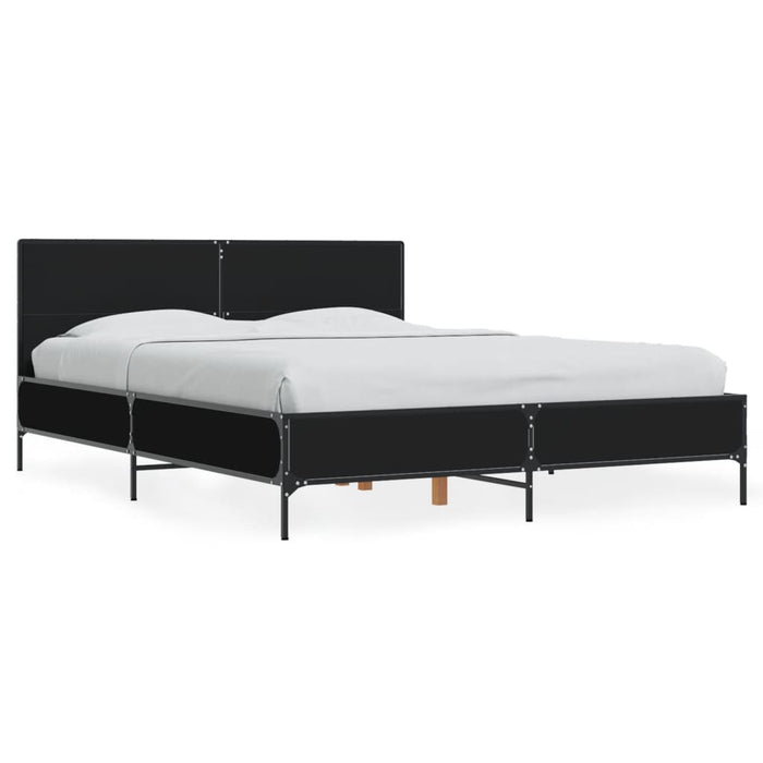 Cadru de pat, negru, 140x190 cm, lemn prelucrat și metal WALTI