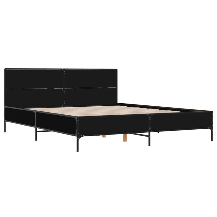 Cadru de pat, negru, 140x190 cm, lemn prelucrat și metal WALTI