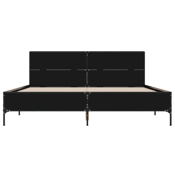 Cadru de pat, negru, 140x190 cm, lemn prelucrat și metal WALTI