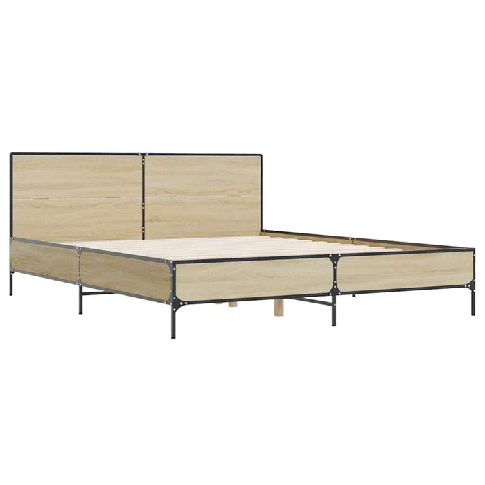 Cadru de pat, stejar sonoma, 140x190cm, lemn prelucrat și metal WALTI