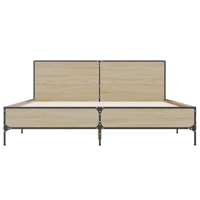 Cadru de pat, stejar sonoma, 140x190cm, lemn prelucrat și metal WALTI