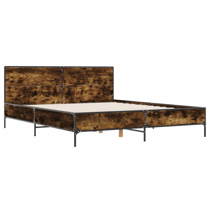 Cadru de pat, stejar afumat 140x190 cm lemn prelucrat și metal WALTI