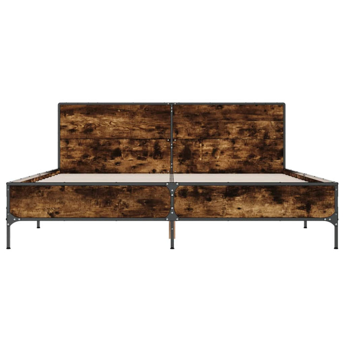 Cadru de pat, stejar afumat 140x190 cm lemn prelucrat și metal WALTI